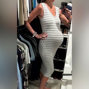 A Pea In the Pod Maternity Gray Striped Women's Dress